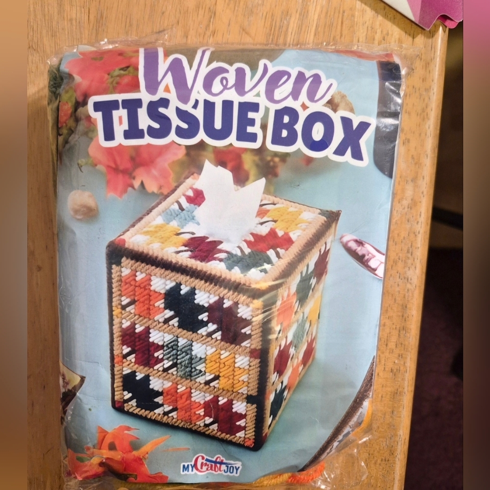Tissue Box Needlepont Cover- Kit From My Craft Joy.
